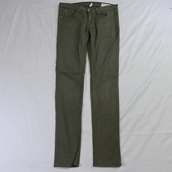 Reg + Bone 28 Mid Rise Skinny Dark Green Stretch Denim Jeans - Picture 1 of 5